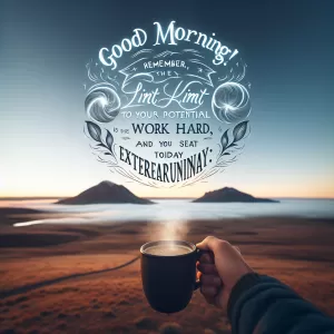 Good morning! Remember, the only limit to your potential is the one you set for yourself. So, dream big, work hard, and make today extraordinary.