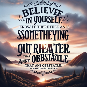 Believe in yourself and all that you are. Know that there is something inside you that is greater than any obstacle. - Christian D. Larson