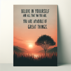 Believe in yourself and all that you are. You are capable of achieving great things.