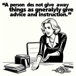 A person does not give away things as generously as they give advice and instruction.