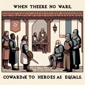 Shakespeare: When there are no wars, cowards speak to heroes as equals.