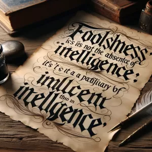 Wilde: Foolishness is not the absence of intelligence; it’s a particular kind of intelligence.