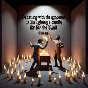 Debating with the ignorant is like lighting a candle for the blind. – Boasti.