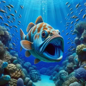 A fish is killed by its open mouth.