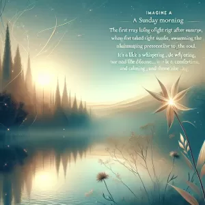 Embrace the quiet of Sunday morning as your soul's way of whispering, 'Today is for new beginnings.'
