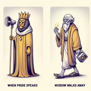 Quote by T.D. Jakes: When pride speaks, wisdom walks away.