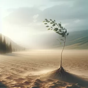 Quote by Rumi: If your roots are shallow, even soft wind breaks you.