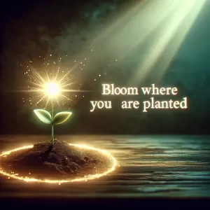 Quote by Mary Engelbreit: Bloom where you are planted and let your light shine.