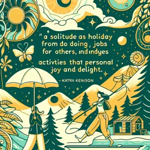 Quote by Katrina Kenison: Solitude is the soul's holiday, an opportunity to stop doing for others and to surprise and delight ourselves instead. - Katrina Kenison