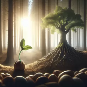 The greatest oak was once a little nut who held its ground.