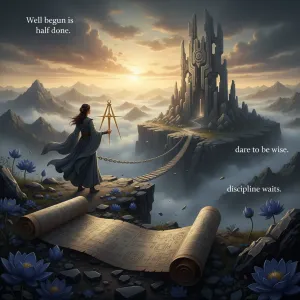 Quote by Horace: Well begun is half done; dare to be wise, discipline waits.