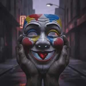 A mask of joy often hides a heart of despair.